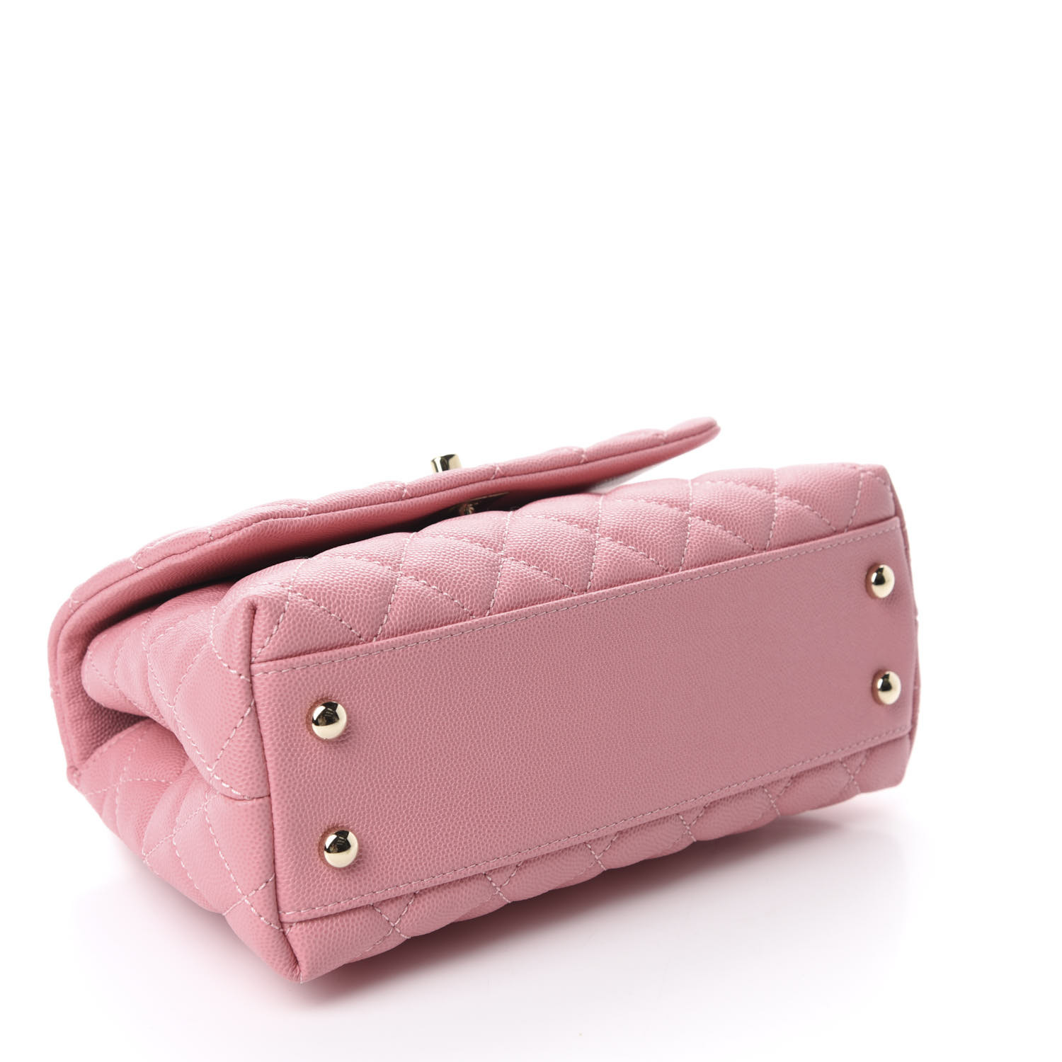 CHANEL Caviar Quilted Mini Coco Handle Flap Pink