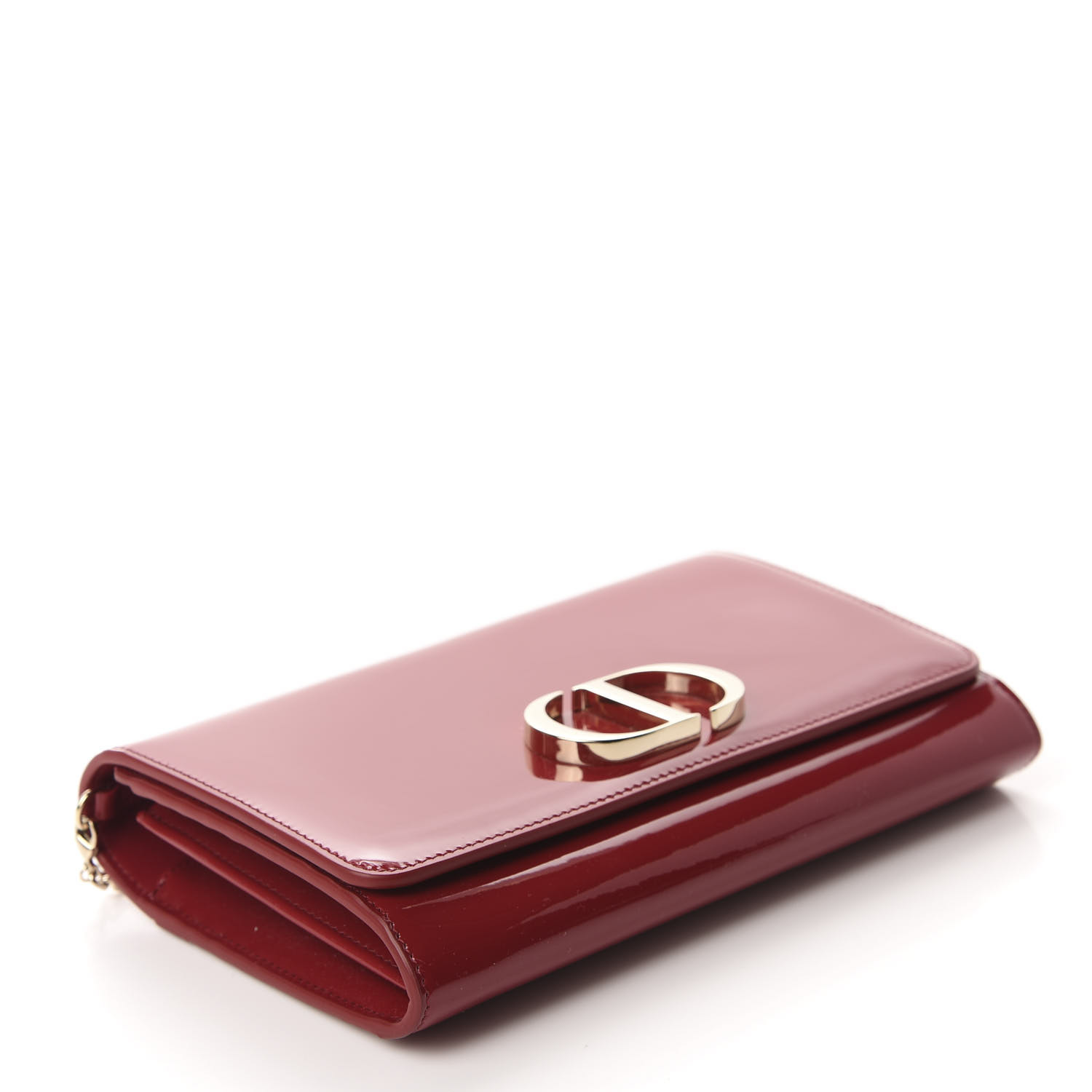 DIOR Patent Calfskin Montaigne 30 Pouch Cherry Red