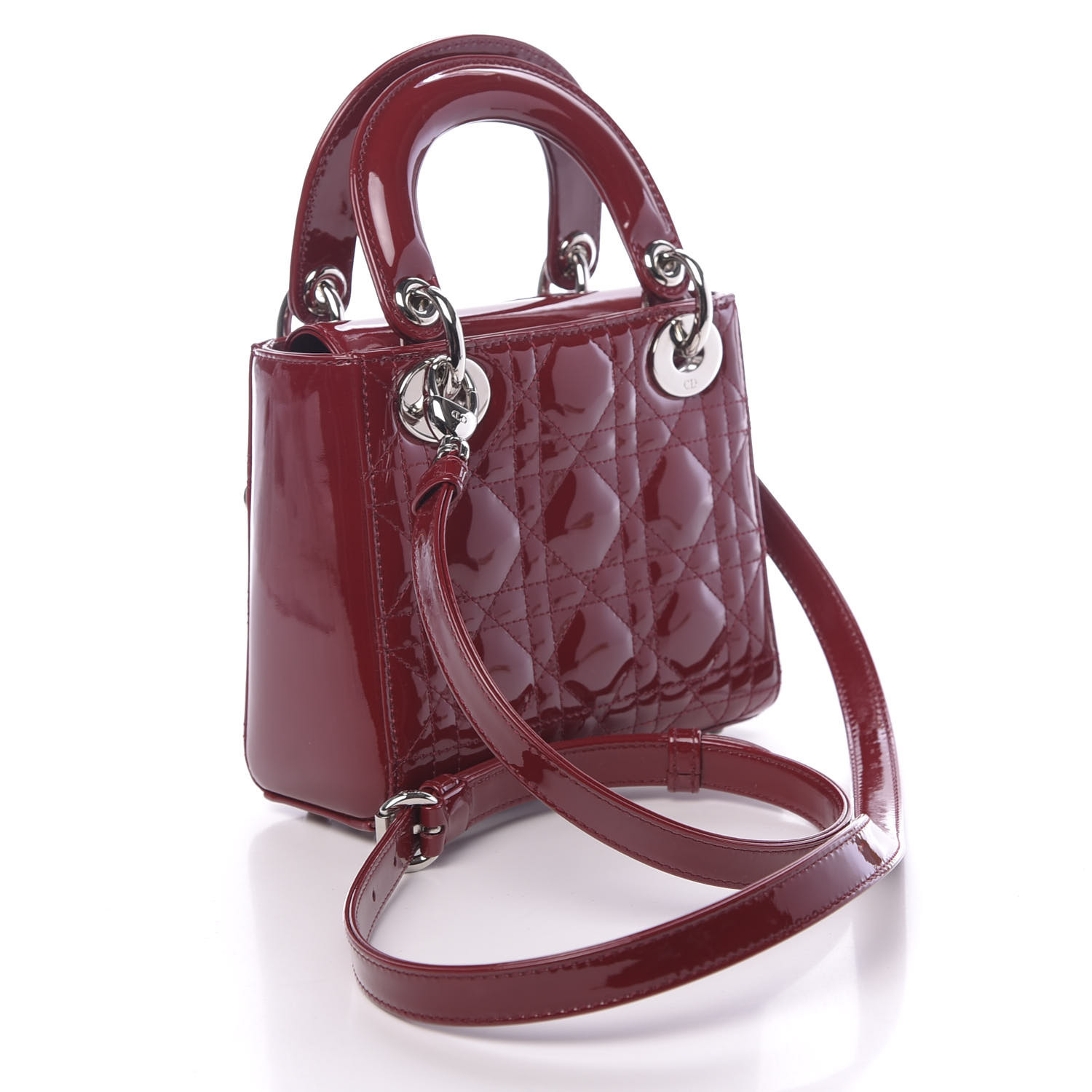 DIOR Patent Cannage Mini Lady Dior Red