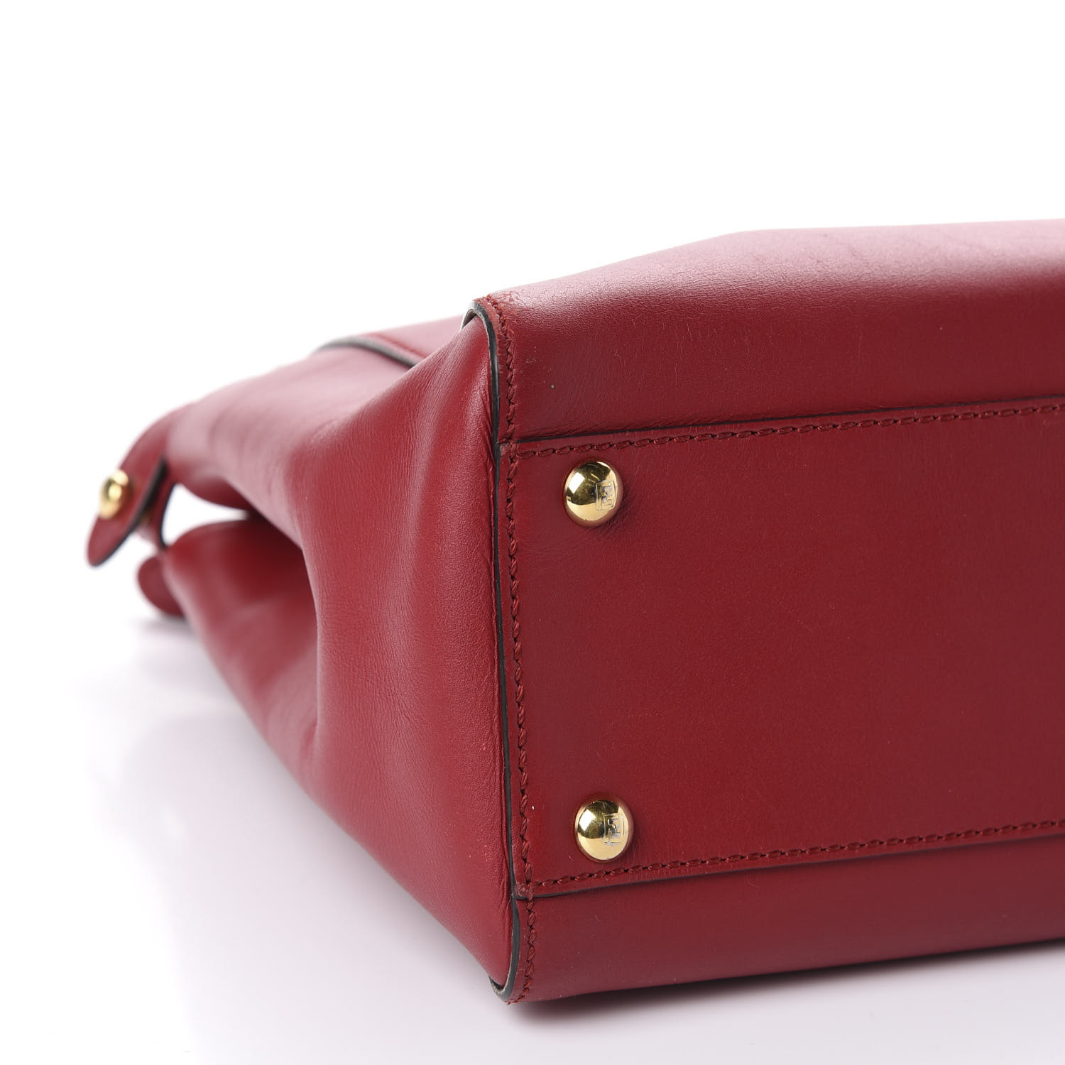 FENDI Nappa Pequin Medium Peekaboo Iconic Satchel Red