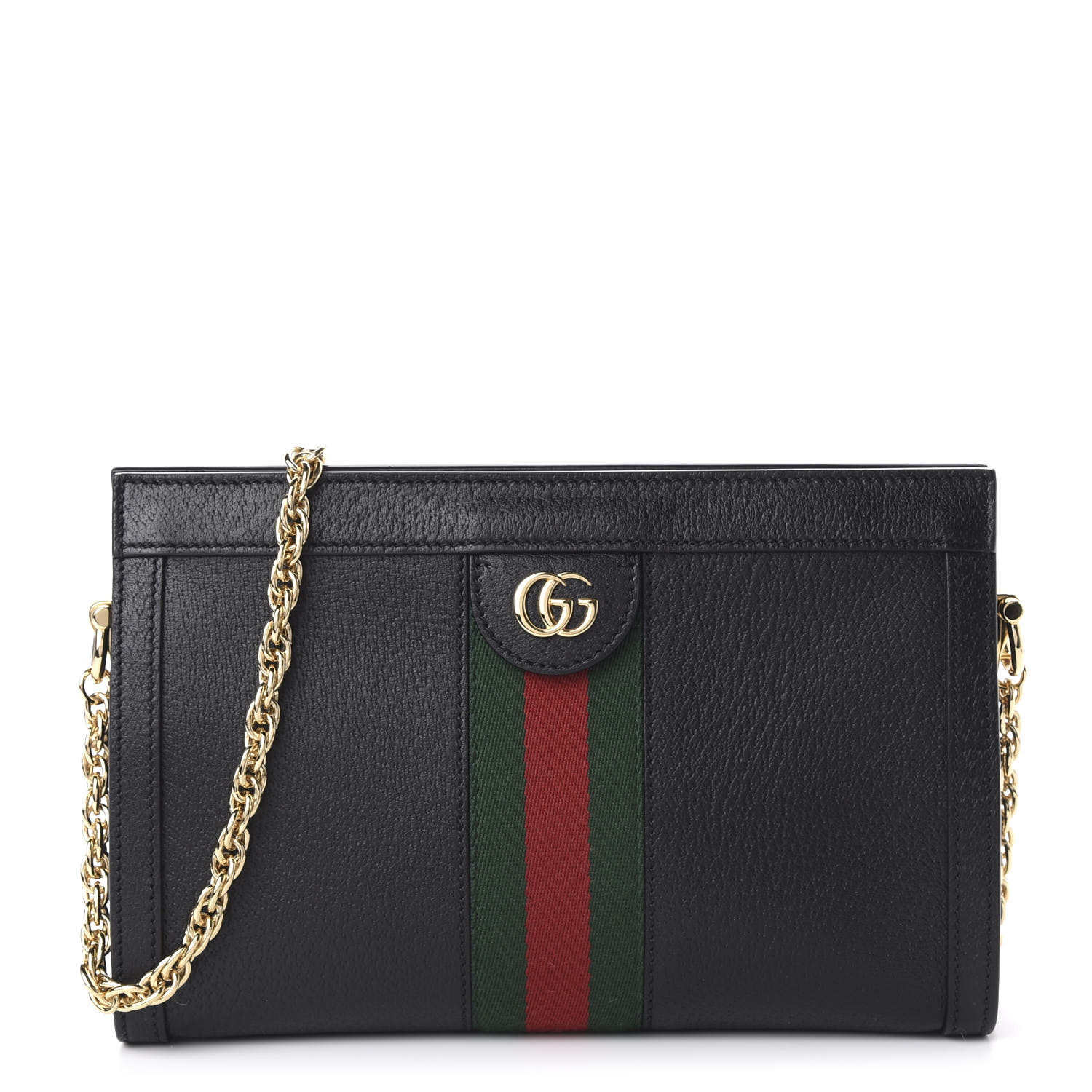 GUCCI Calfskin Web Small Ophidia Shoulder Bag Black