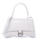 BALENCIAGA Calfskin Crocodile Embossed Small Hourglass Top Handle Bag White