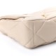 2CHANEL Lambskin Quilted Large 19 Flap Beige