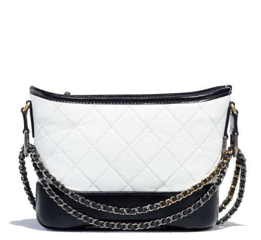 CHANEL Aged Calfskin Quilted Small Gabrielle Hobo White black