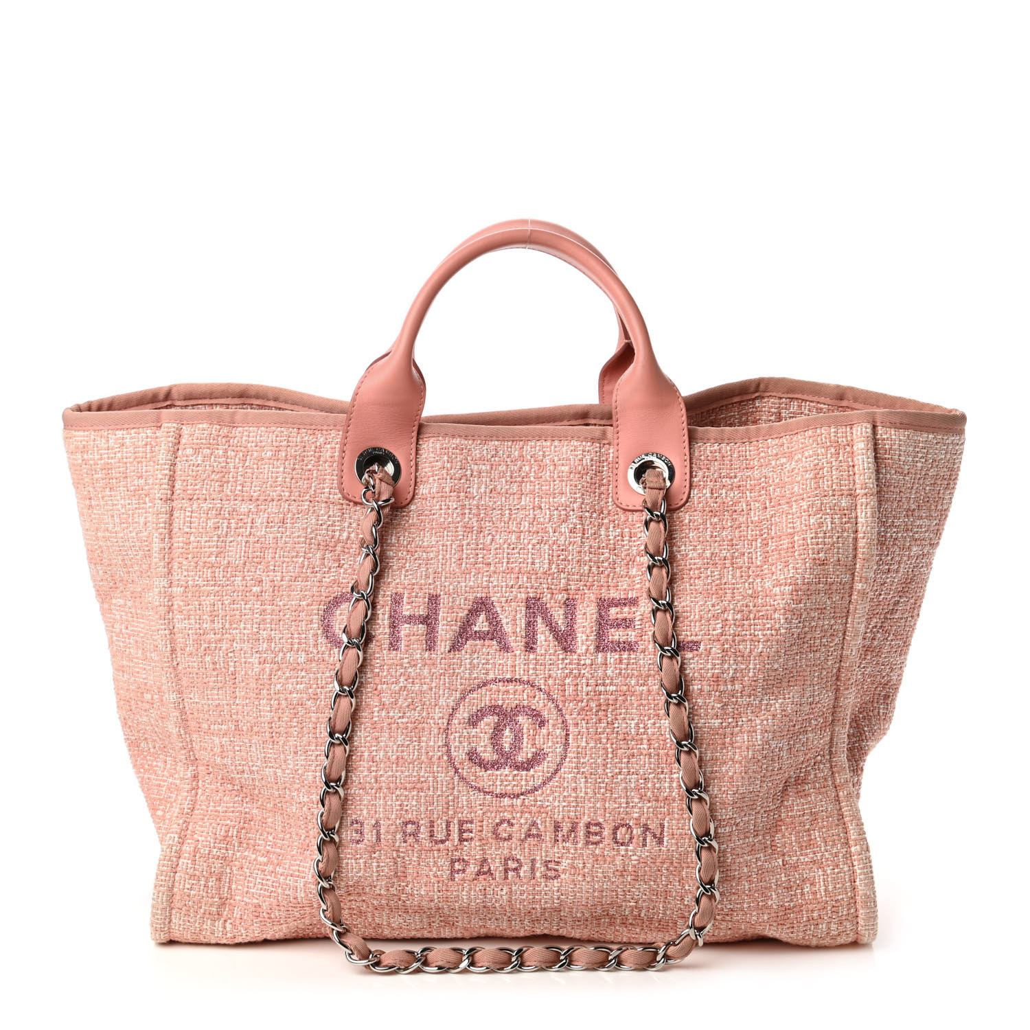 CHANEL Canvas Medium Deauville Tote Pink