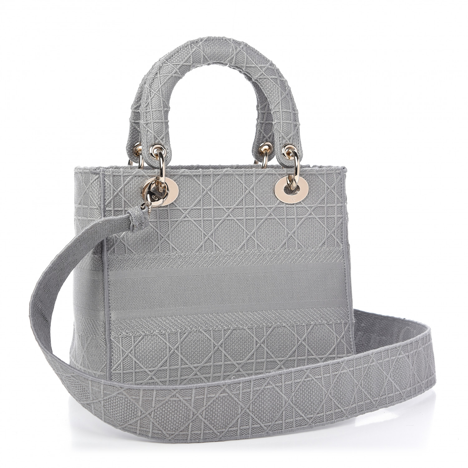 1DIOR Canvas Embroidered Cannage Medium Lady D-Lite Gray