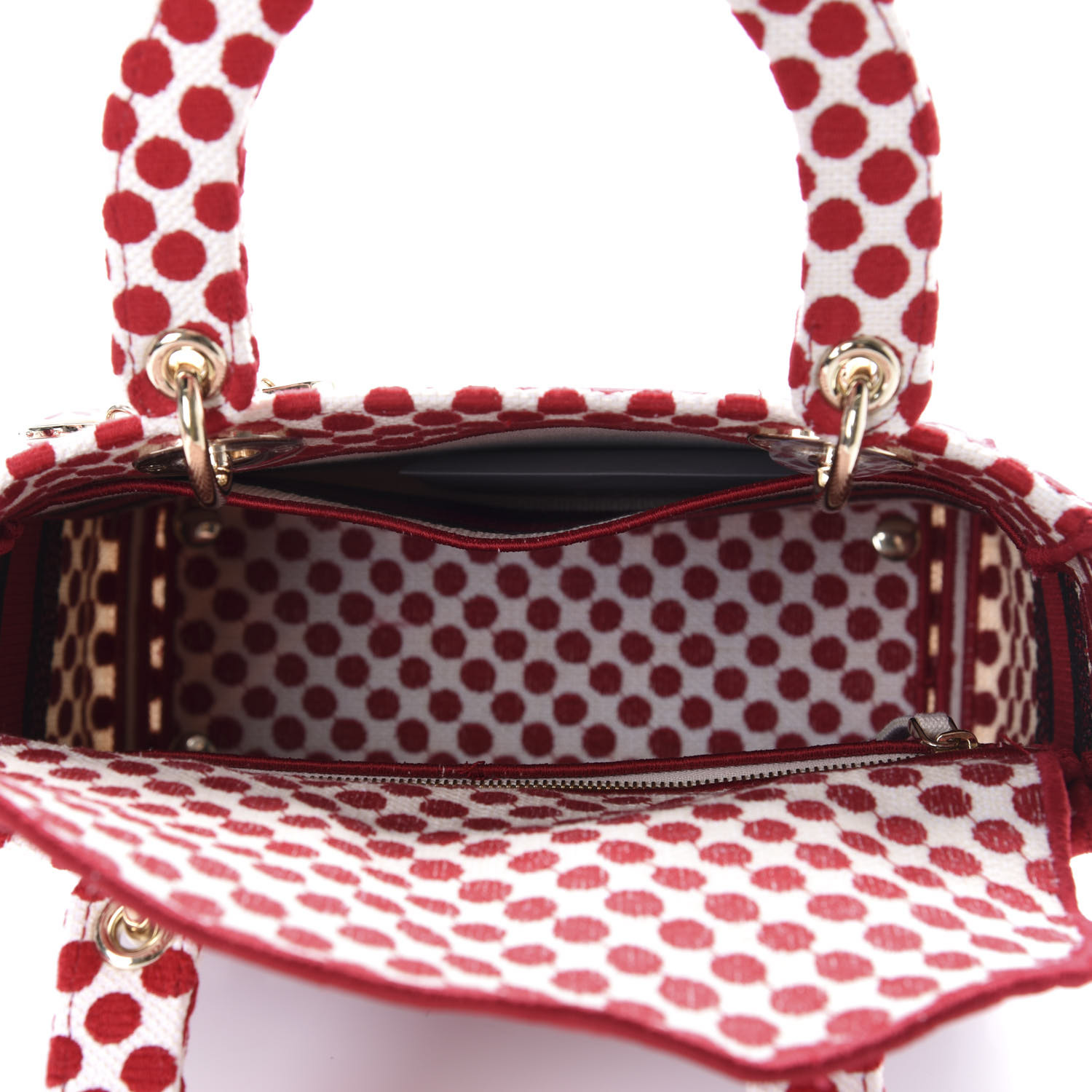 1DIOR Canvas Medium DiorAmour Dots Lady D-Lite Red