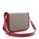 1GUCCI GG Supreme Monogram 1955 Horsebit Shoulder Bag Red