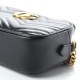 GUCCI 1Calfskin Matelasse Small GG Marmont Chain Shoulder Bag Black