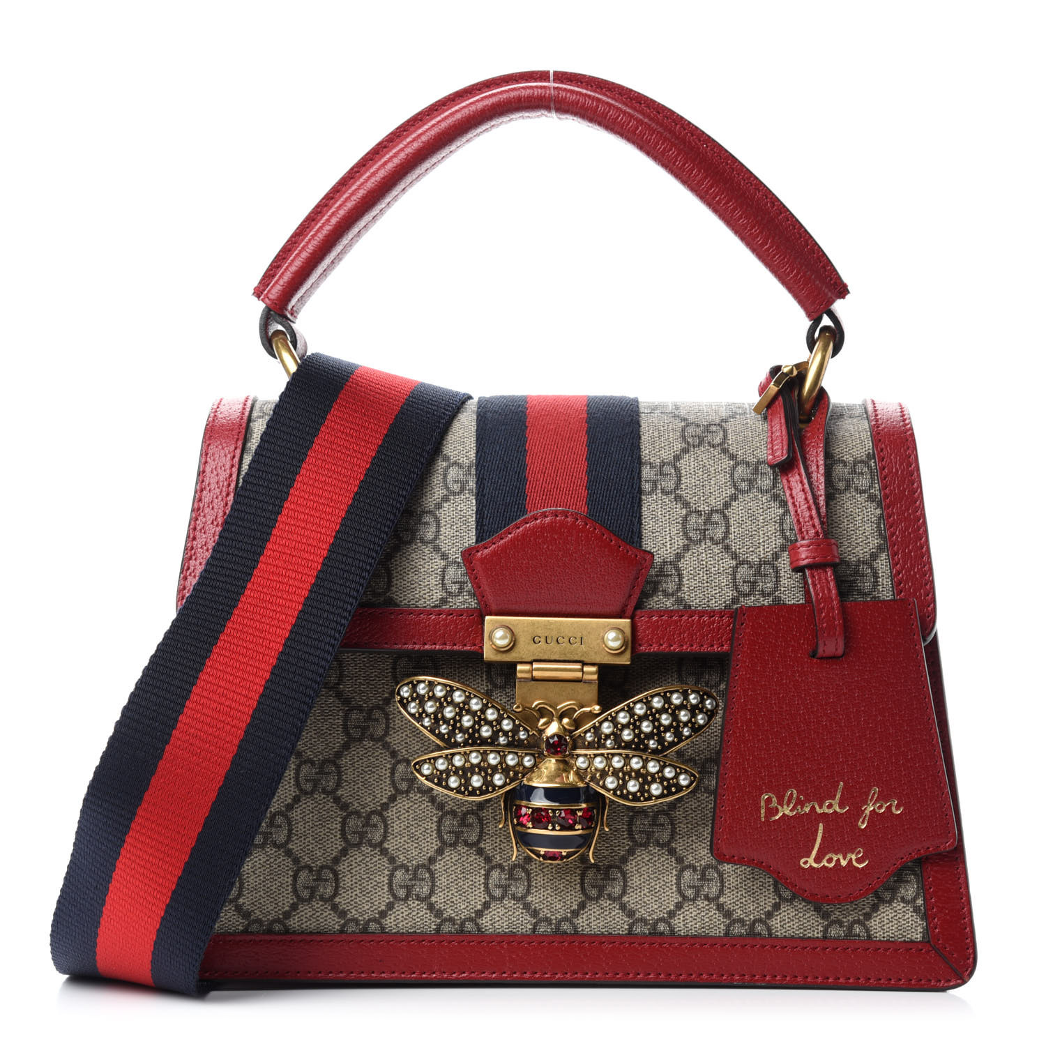 GUCCI GG Supreme Monogram Small Queen Margaret Top Handle Bag Red