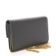 YSL Grain De Poudre Uptown Chain Wallet Pebble