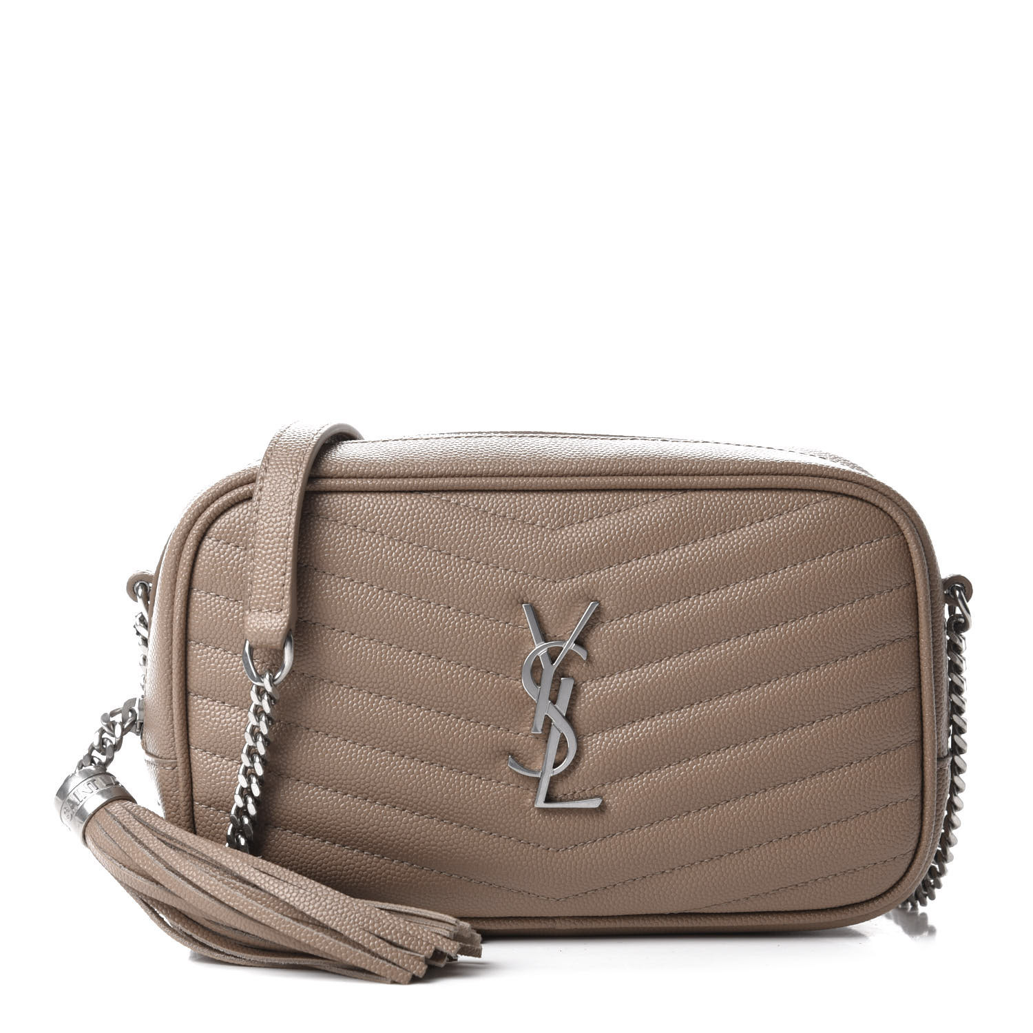 YSL Grain De Poudre Matelasse Monogram Mini Lou Camera Bag Gold Sand