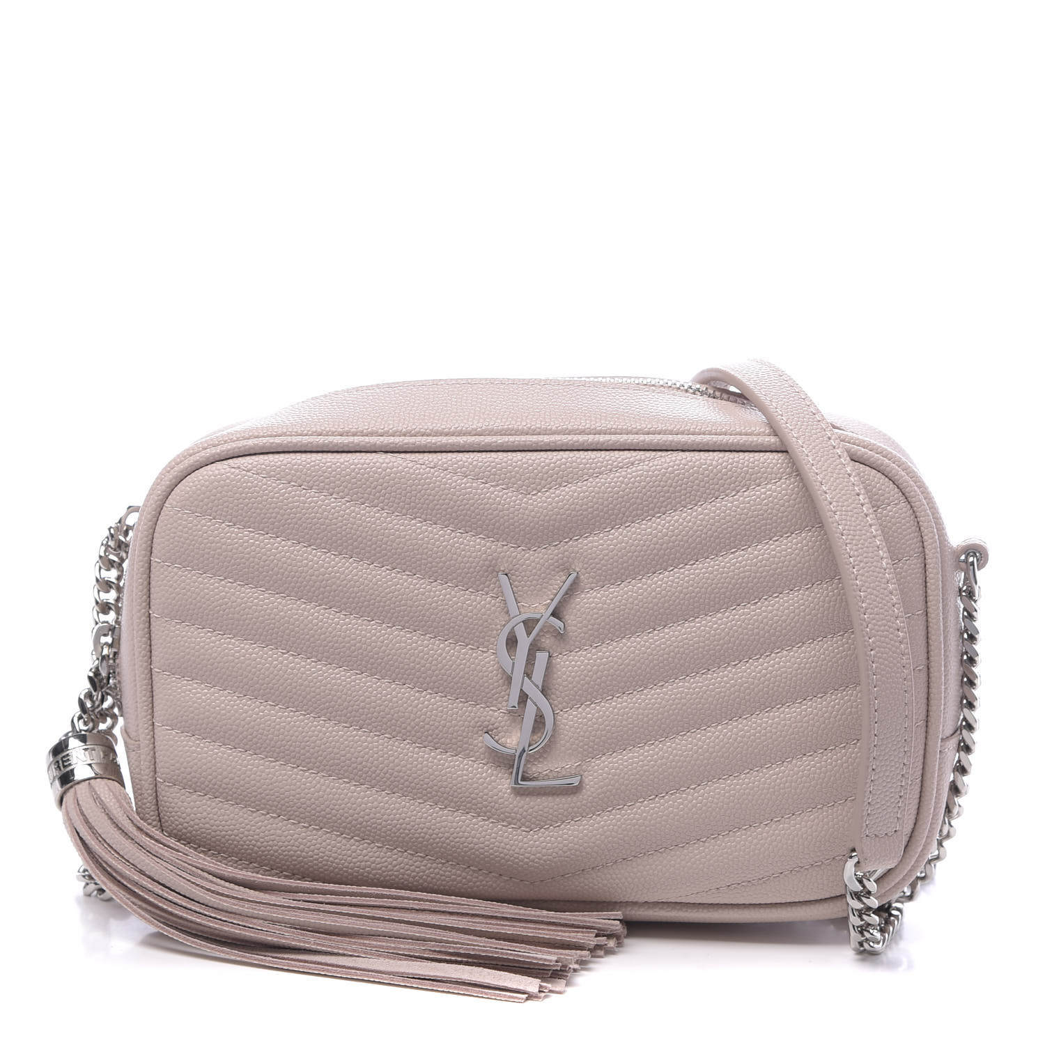 YSL Grain De Poudre Matelasse Monogram Mini Lou Camera Bag Marble Pink