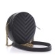 YSL Grain De Poudre Matelasse Chevron Quilted Round Vinyle Camera Bag Black